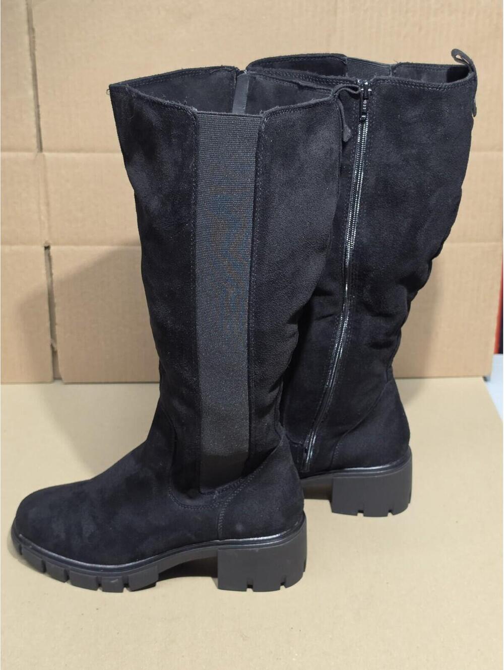 SO Yazmin Black Knee High Boots Womens Size 10 MWC Wide Calf Lug Sole Moto - Picture 3 of 7